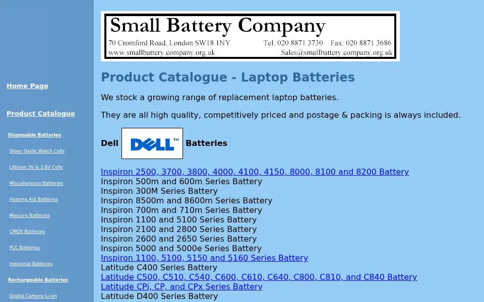 Screenshot of smallbattery.company.org.uk