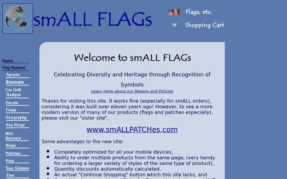 Screenshot of smallflags.com