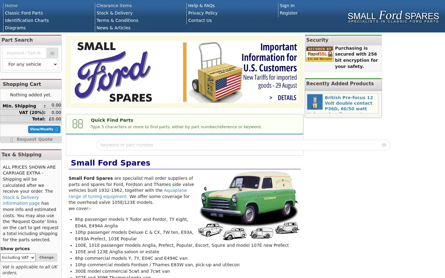 Screenshot of smallfordspares.co.uk