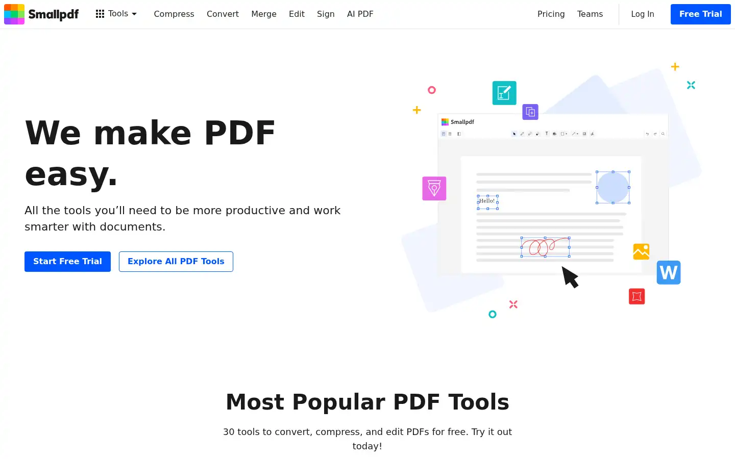 Screenshot of smallpdf.com
