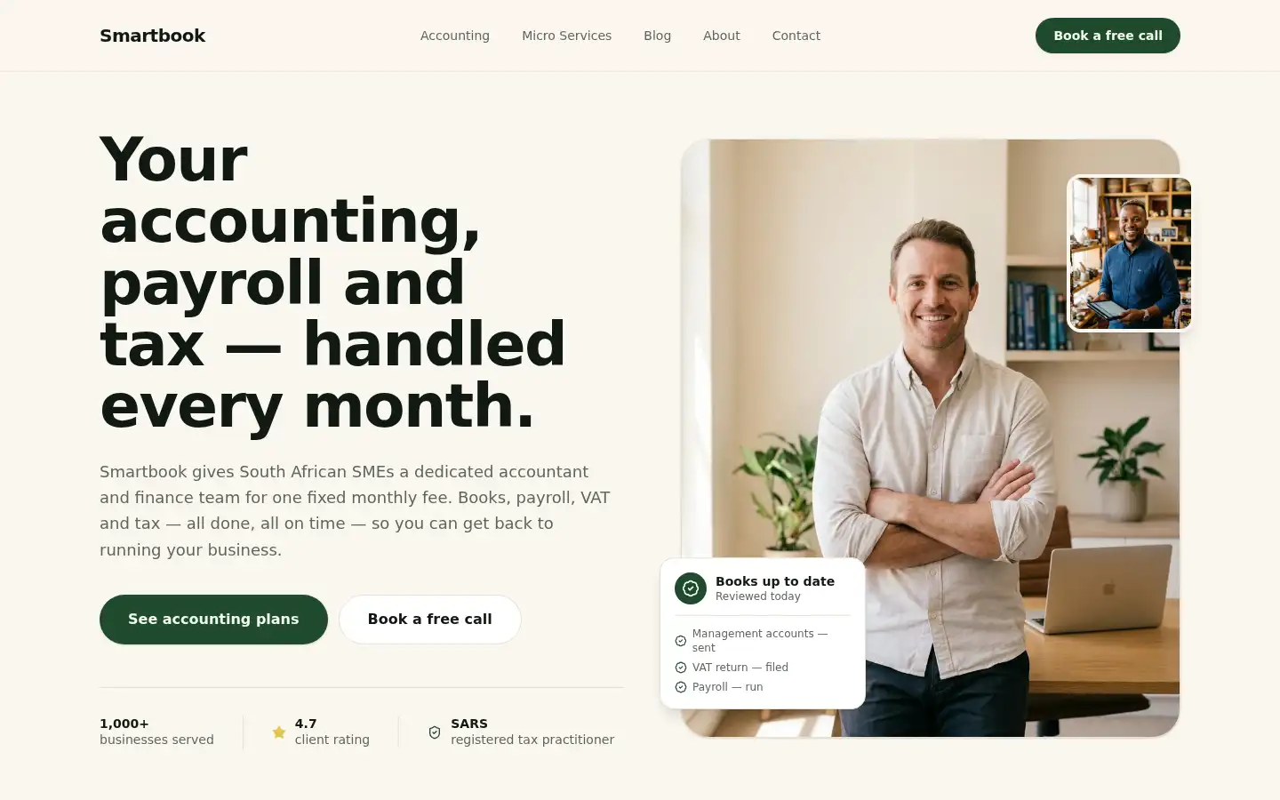 Screenshot of smartbookie.co.za