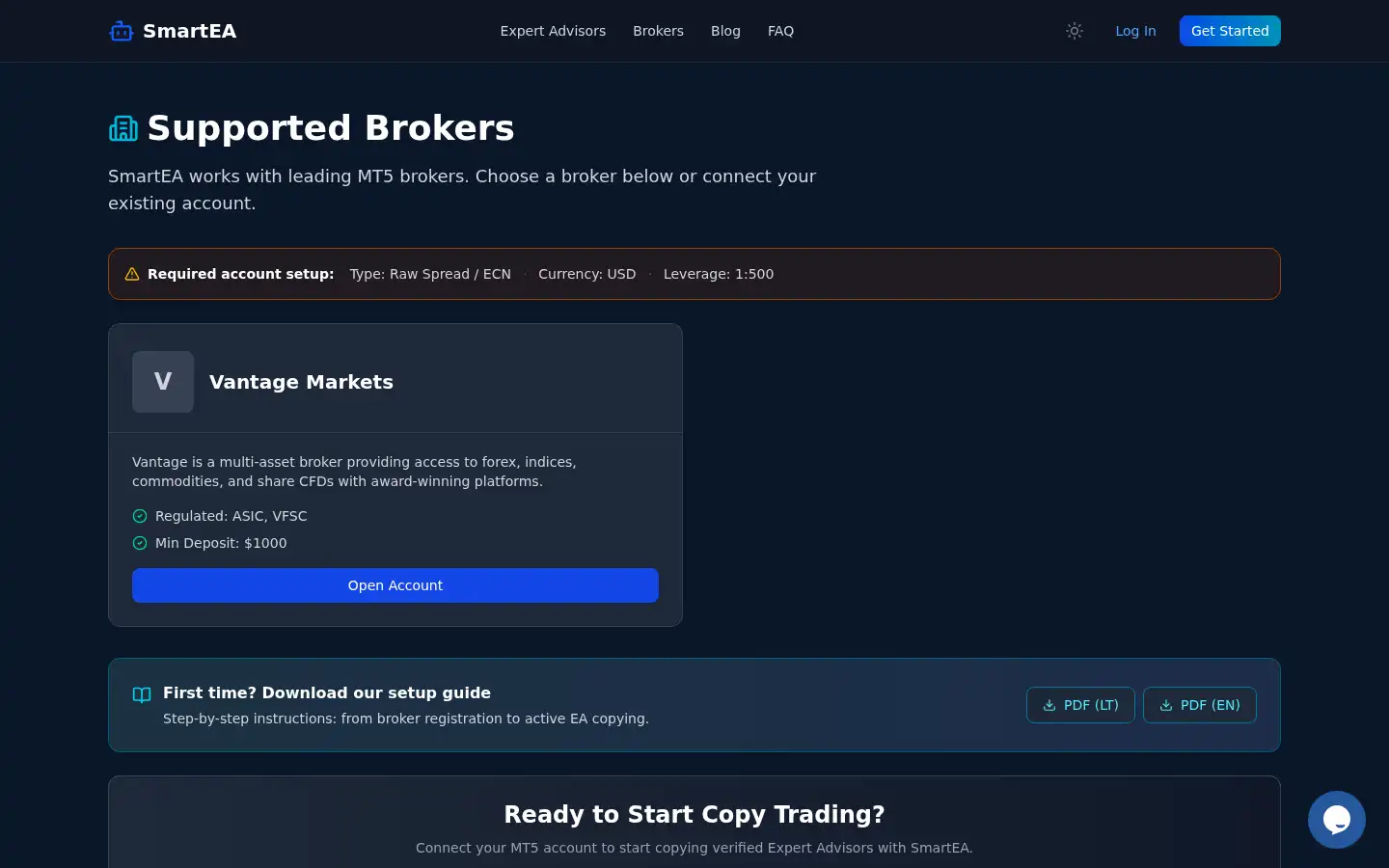 Screenshot of smartea.trading