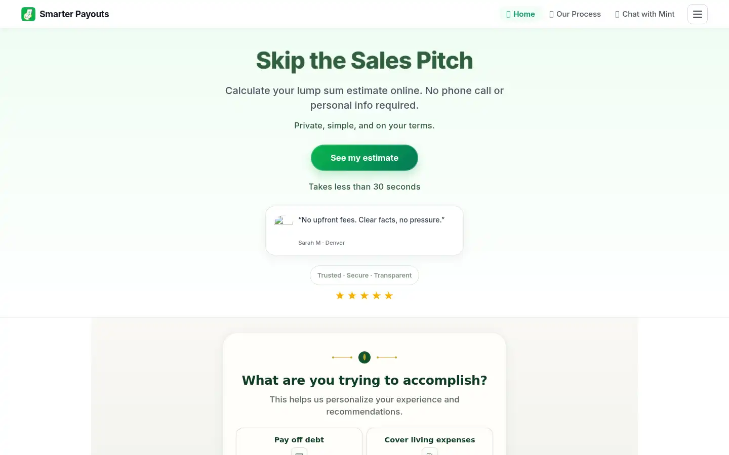 Screenshot of smarterpayouts.com