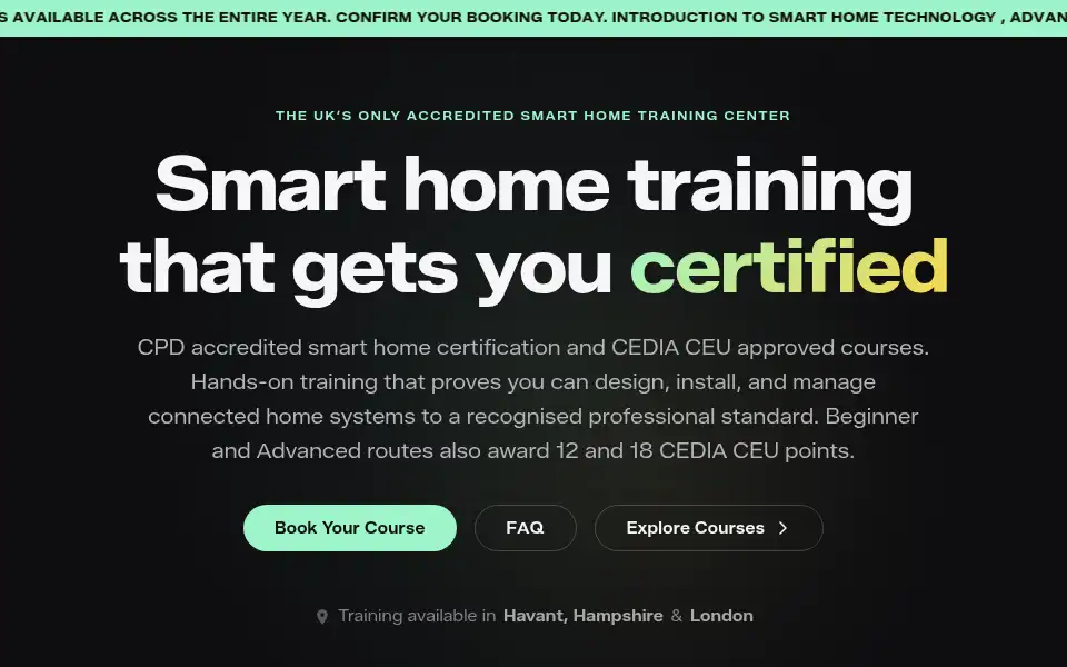 Screenshot of smarthometraining.co.uk