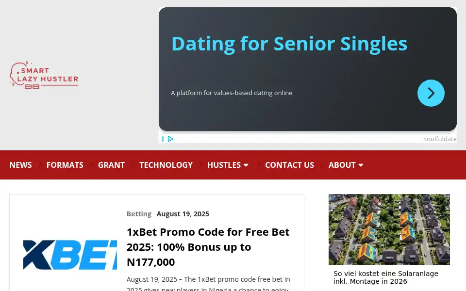 Screenshot of smartlazyhustler.com