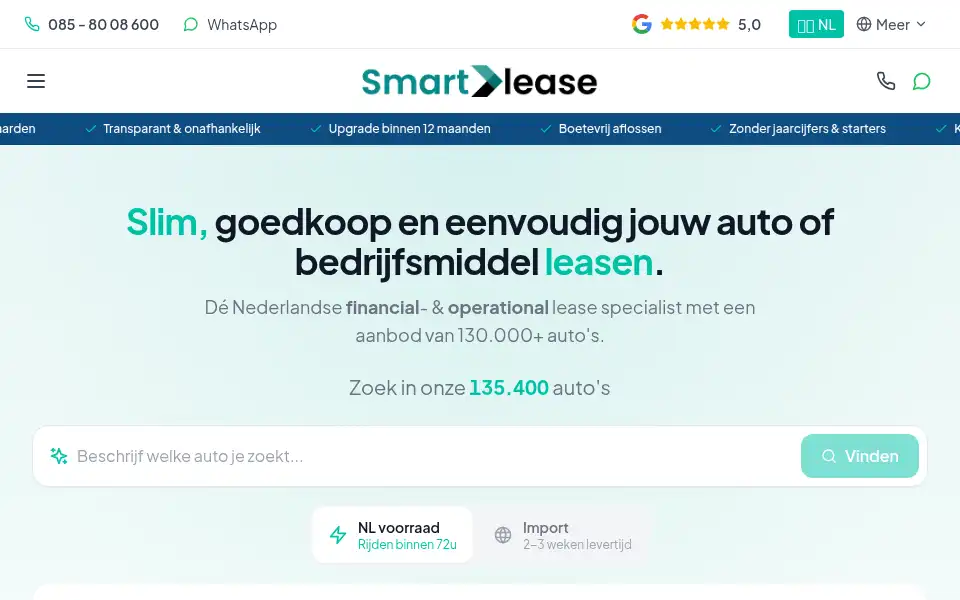 Screenshot of smartlease.nl