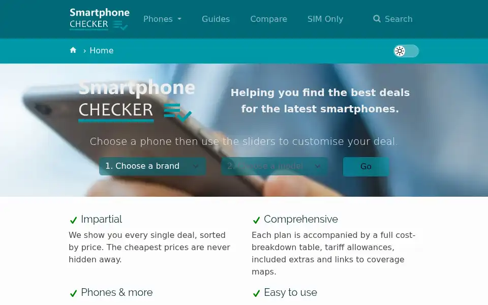 Screenshot of smartphonechecker.co.uk