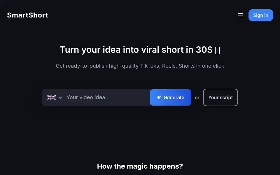 Screenshot of smartshort.co