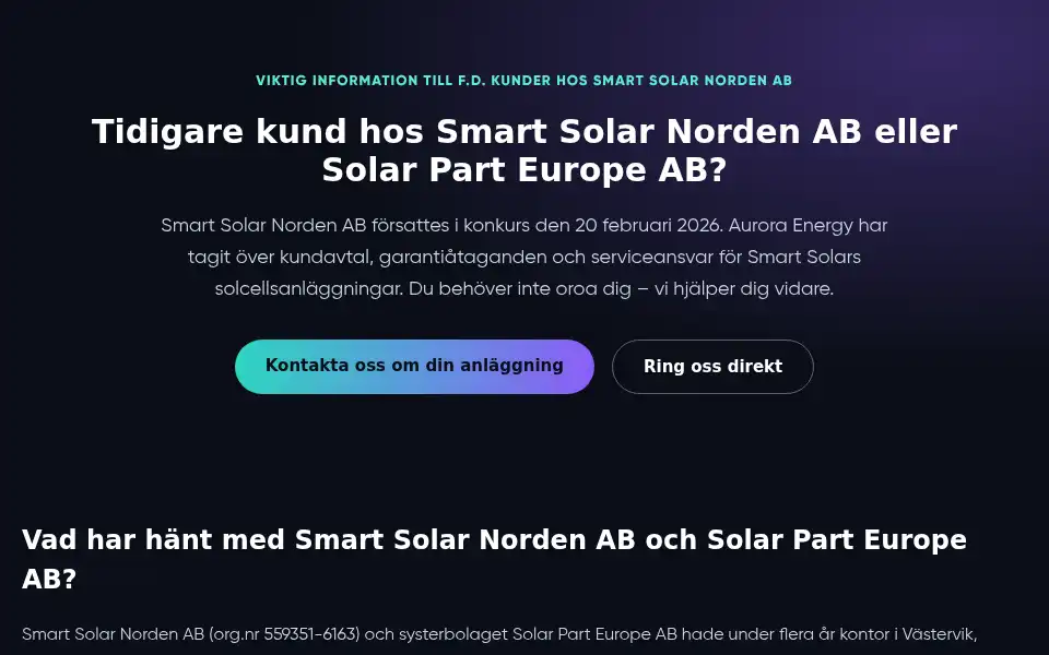 Screenshot of smartsolar.se