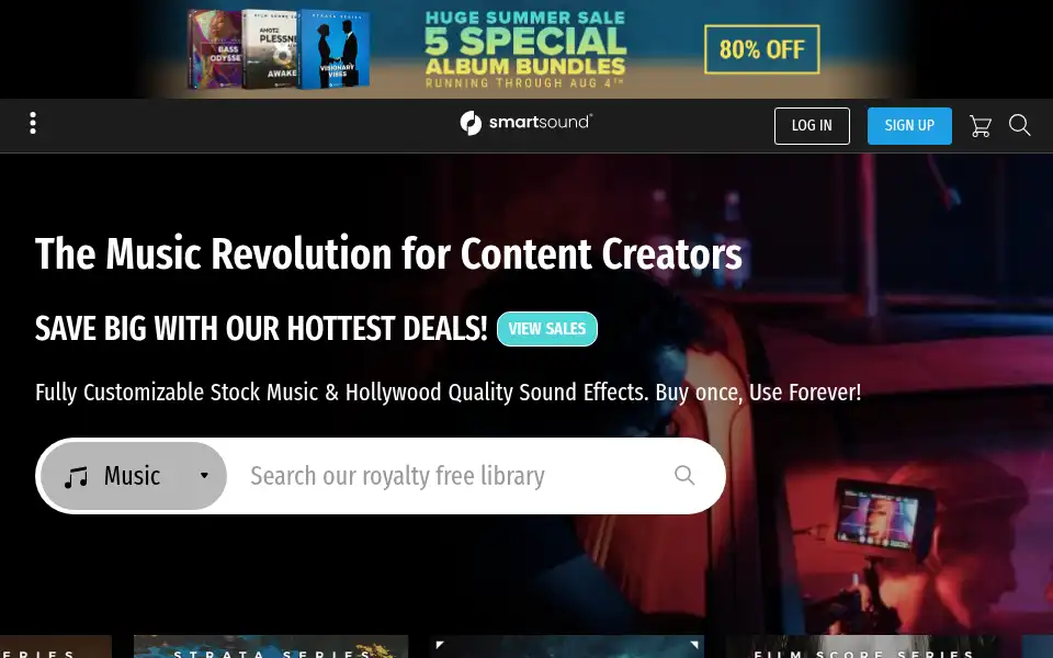Screenshot of smartsound.com