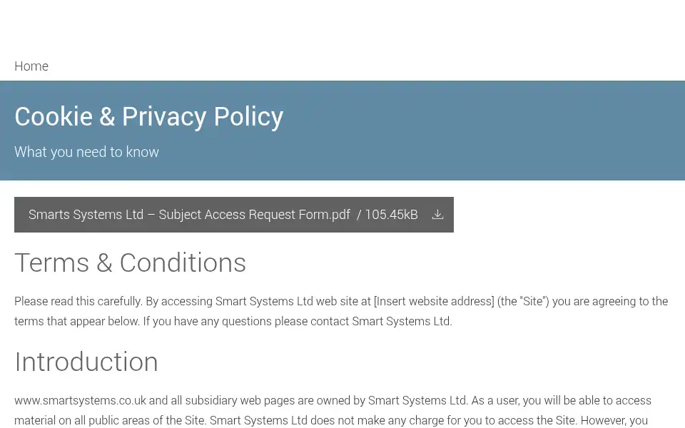 Screenshot of smartsystems.co.uk