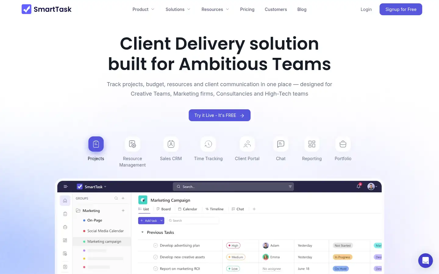 Screenshot of smarttask.io