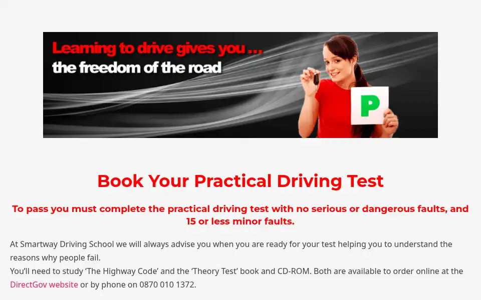 Screenshot of smartwaydrivingschool.co.uk