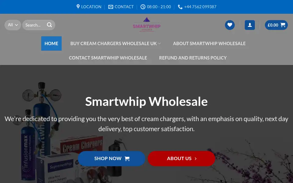 Screenshot of smartwhip-wholesale.co.uk