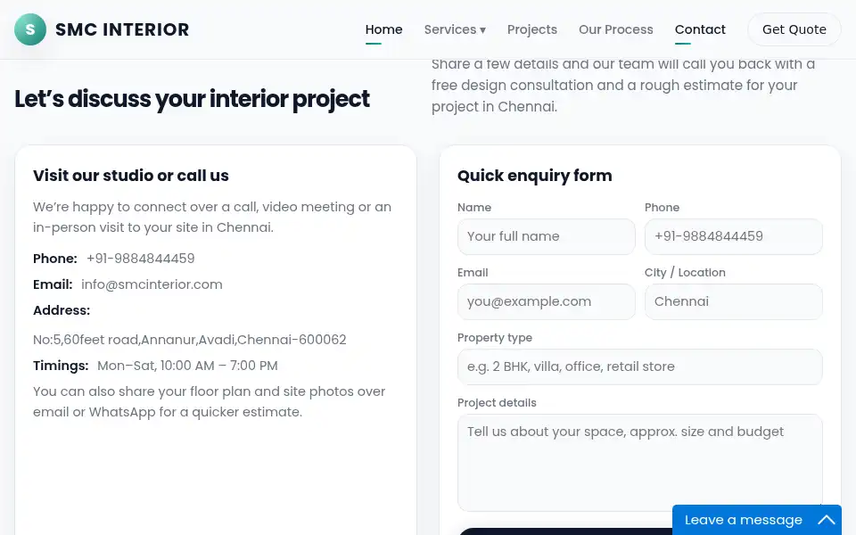 Screenshot of smcinterior.com