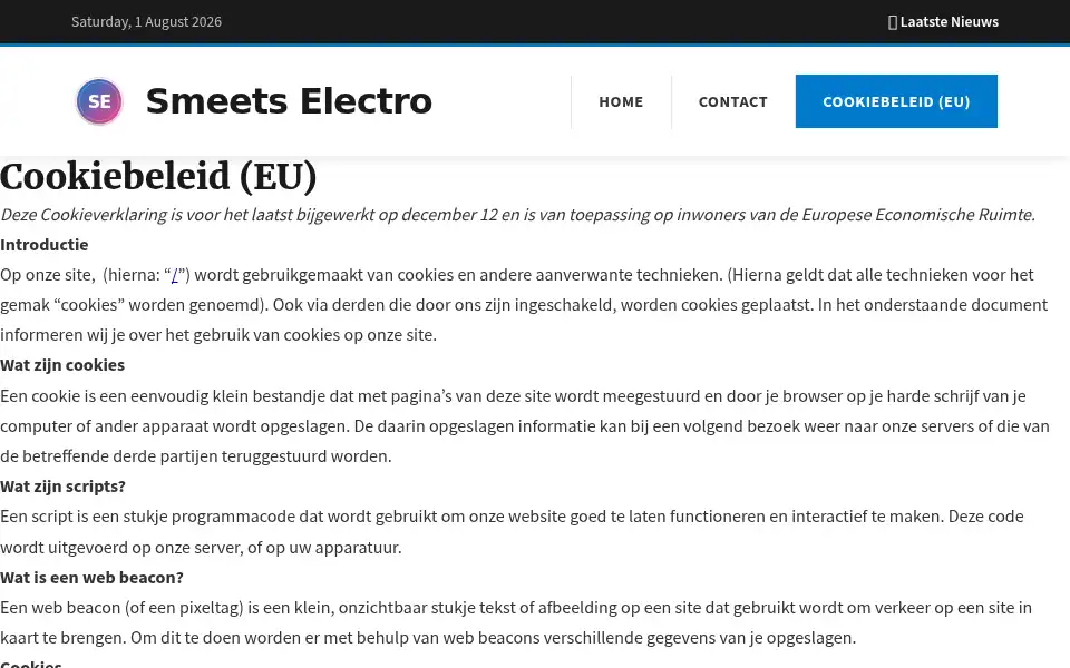 Screenshot of smeetselectro.nl