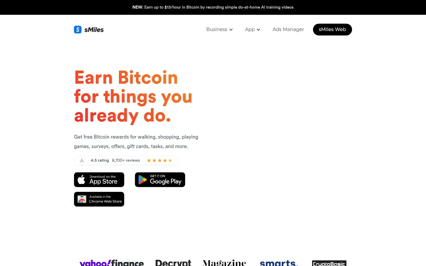 Screenshot of smilesbitcoin.com