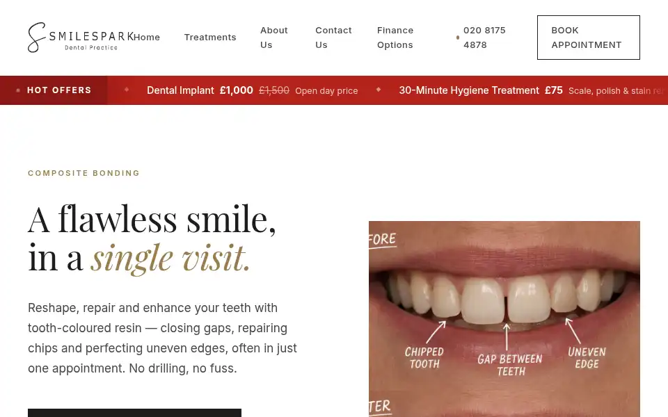 Screenshot of smilespark.co.uk