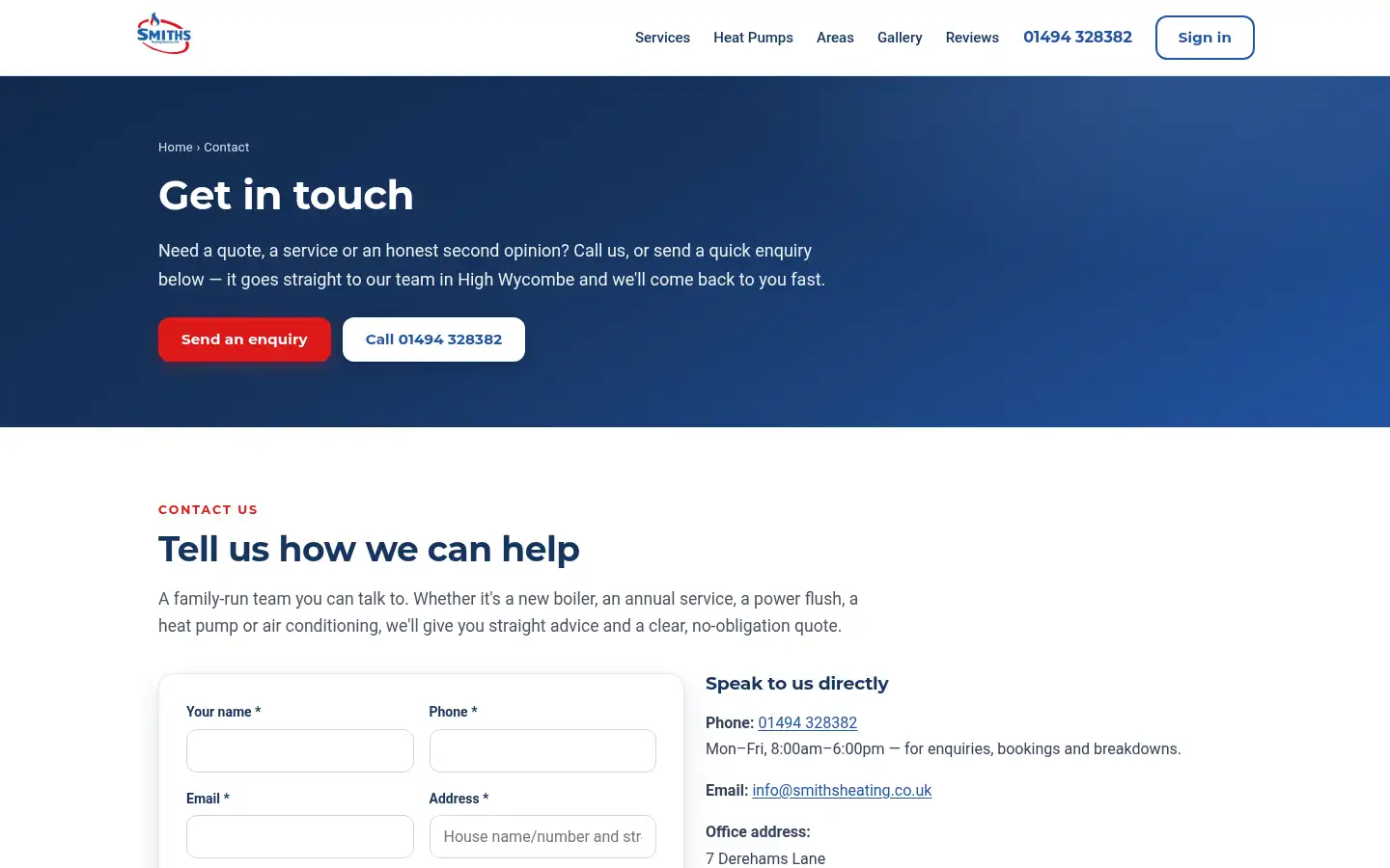 Screenshot of smithsplumbing.co.uk