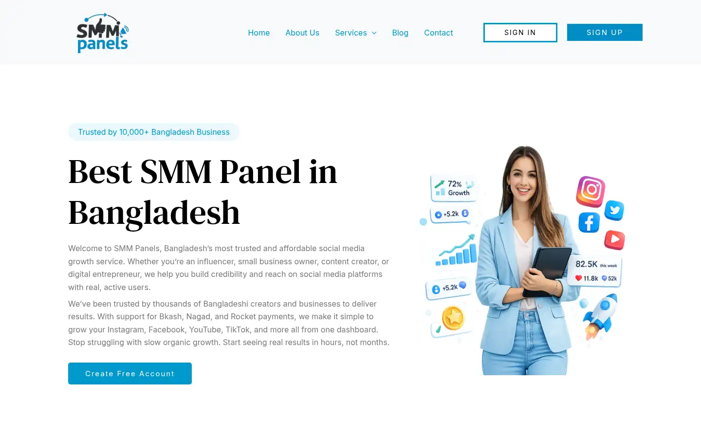 Screenshot of smmpanels.com.bd