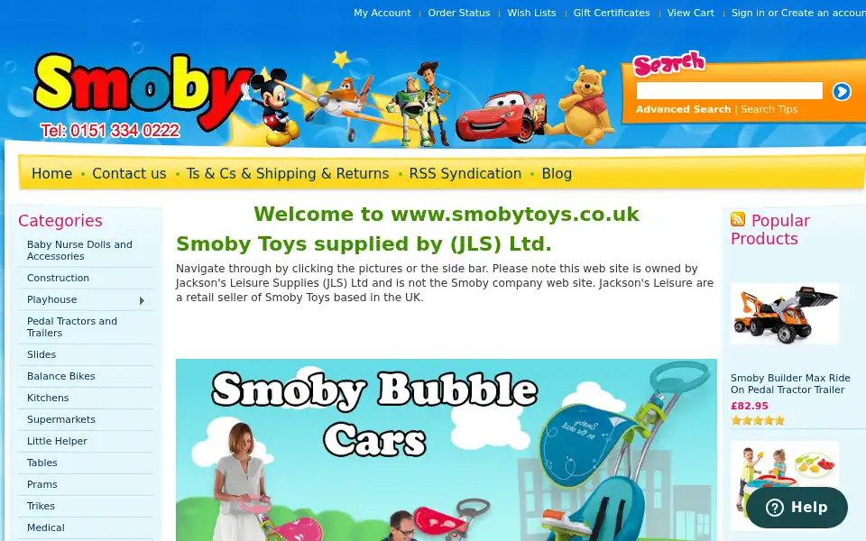 Screenshot of smobytoys.co.uk