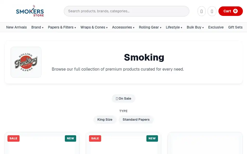 Screenshot of smokersstore.co.uk
