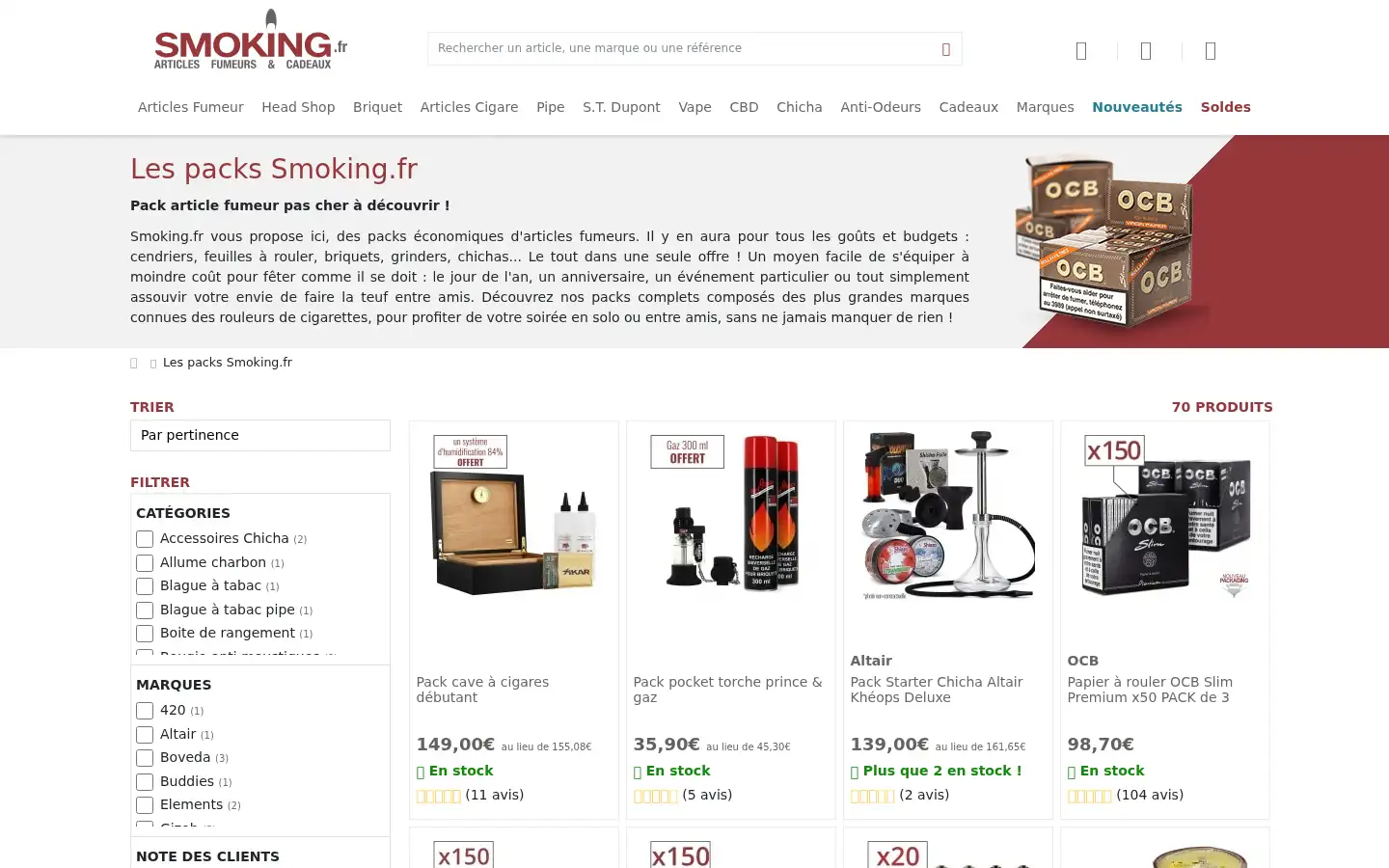 Screenshot of smoking.fr