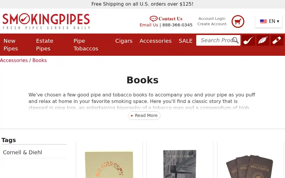 Screenshot of smokingpipes.com