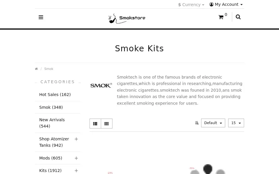 Screenshot of smokstore.com