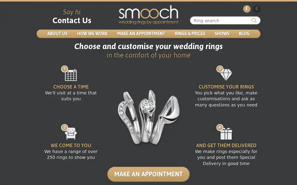 Screenshot of smoochrings.co.uk
