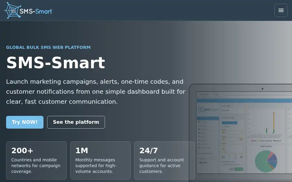 Screenshot of sms-smart.com