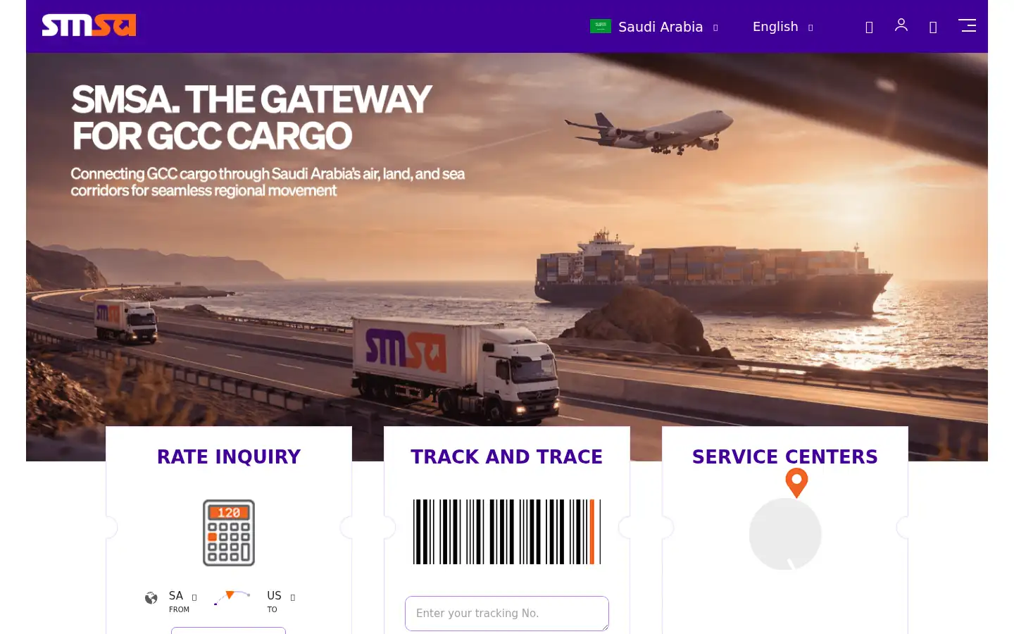 Screenshot of smsaexpress.com