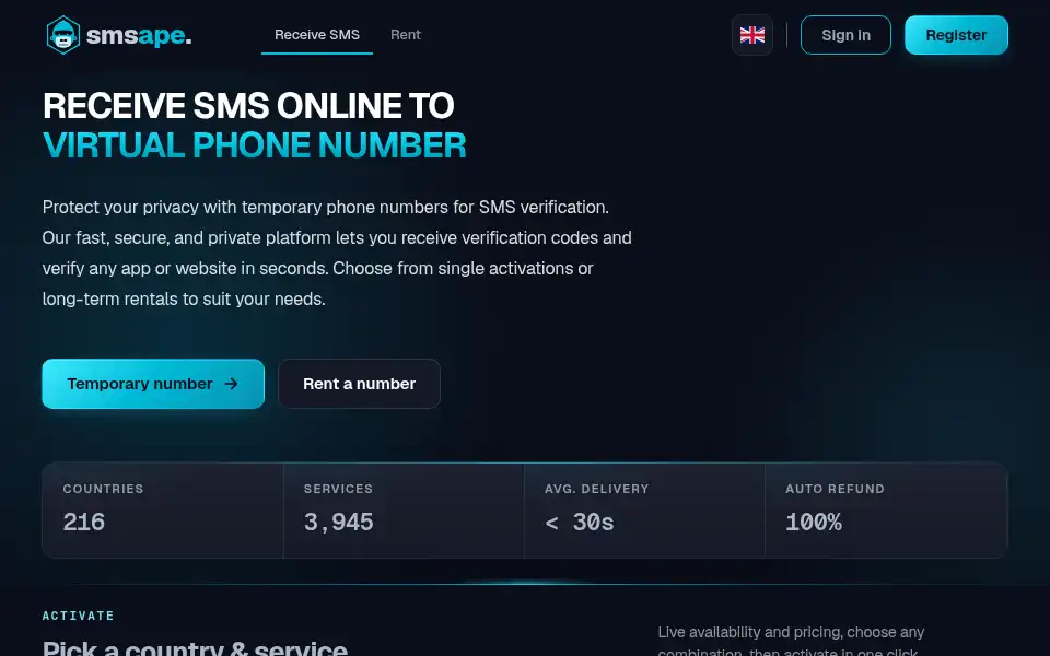 Screenshot of smsape.com
