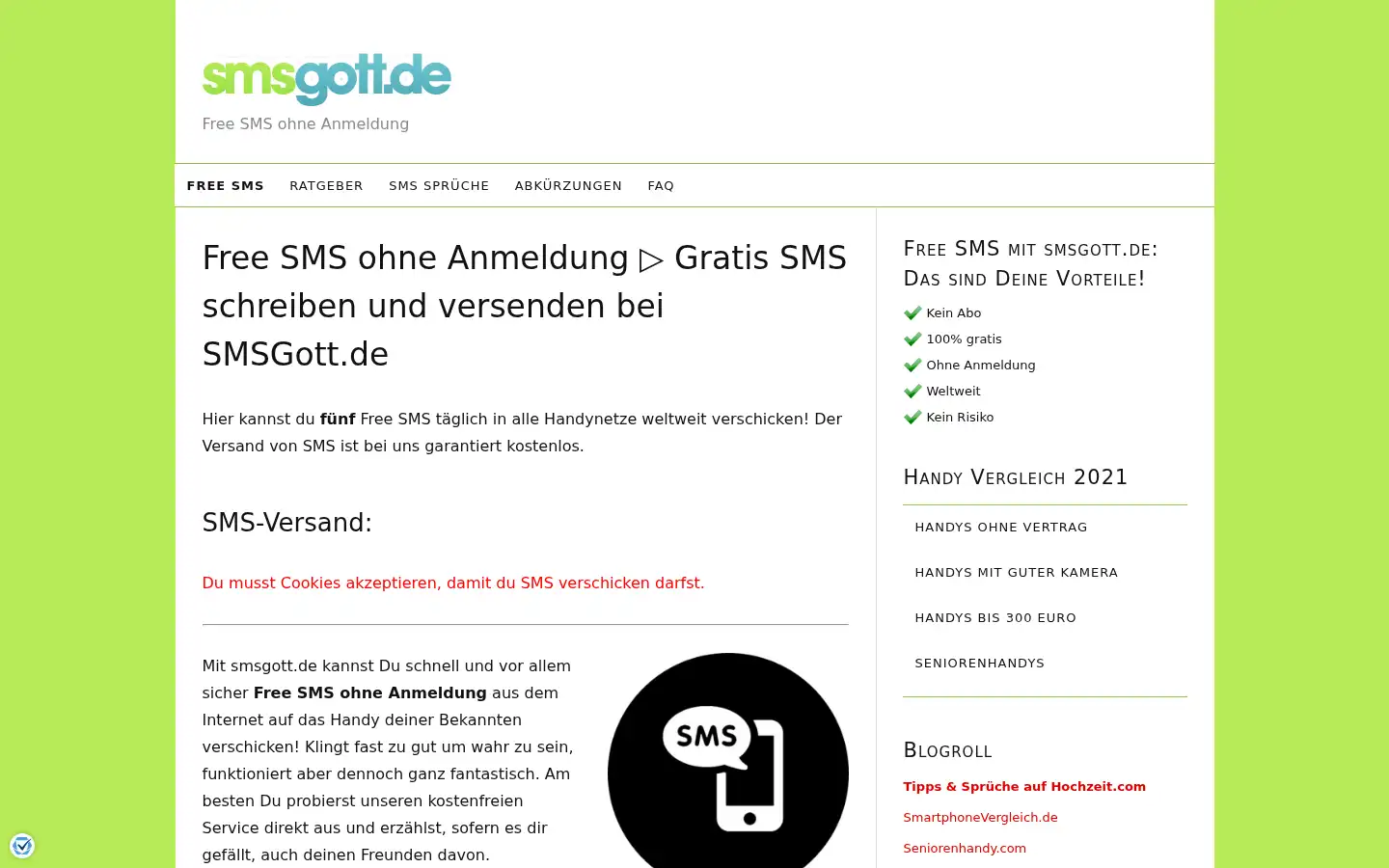 Screenshot of smsgott.de