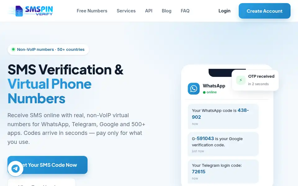 Screenshot of smspinverify.com