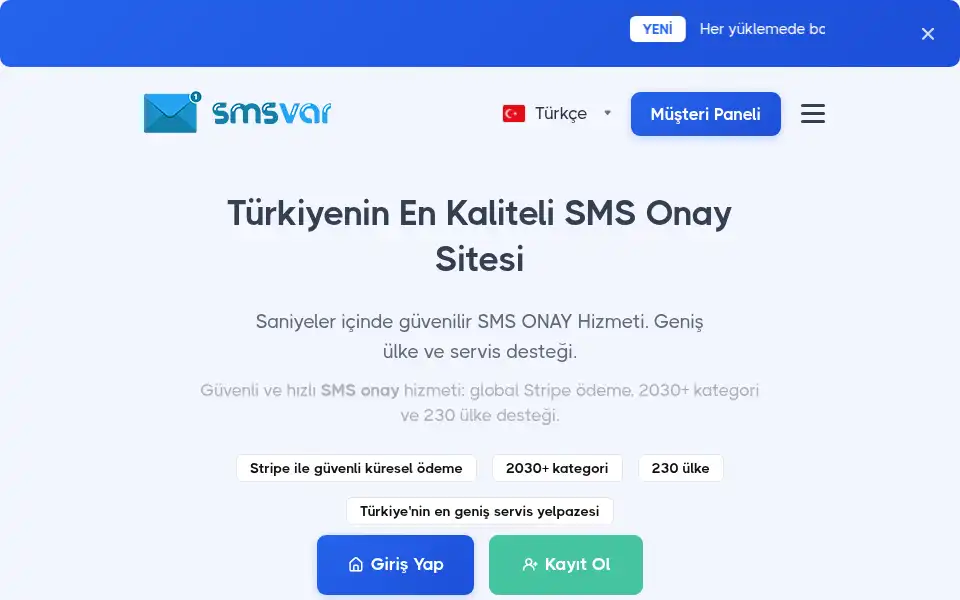 Screenshot of smsvar.com