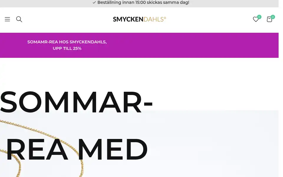 Screenshot of smyckendahls.se