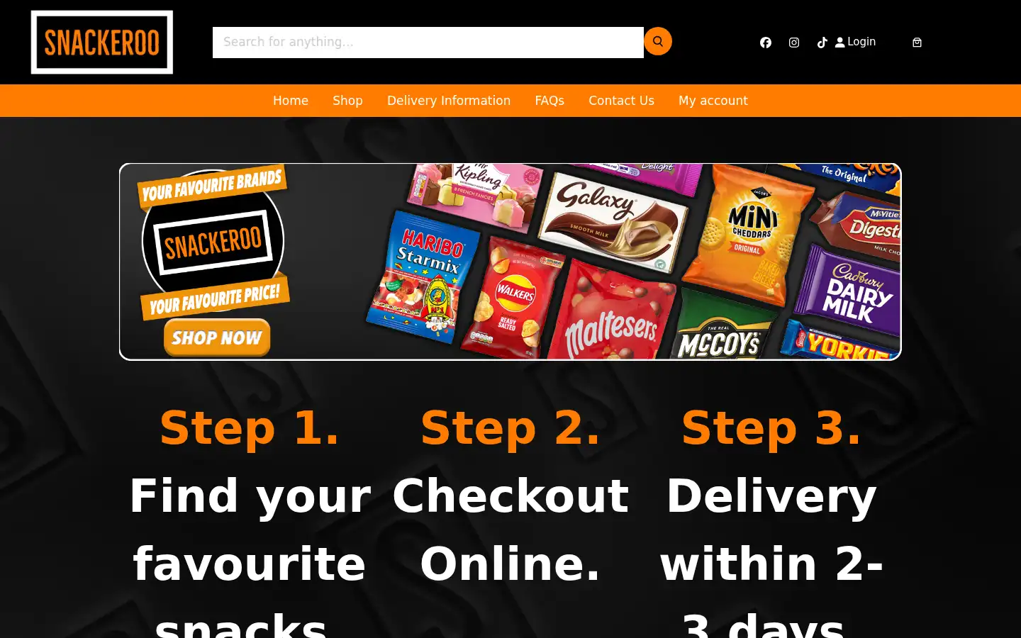 Screenshot of snackeroo.co.uk