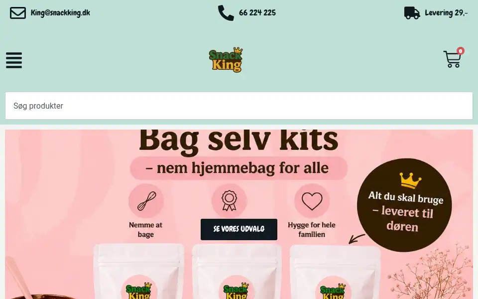 Screenshot of snackking.dk