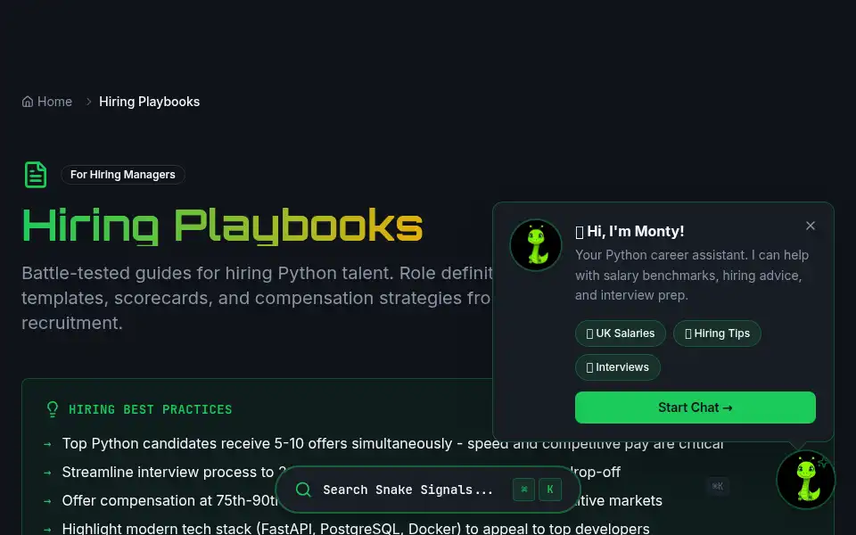Screenshot of snakesignals.com