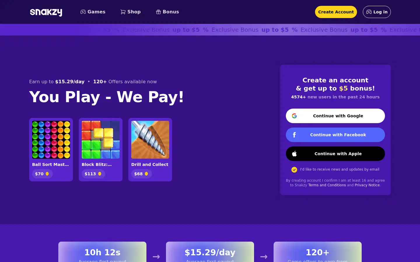 Screenshot of snakzy.app
