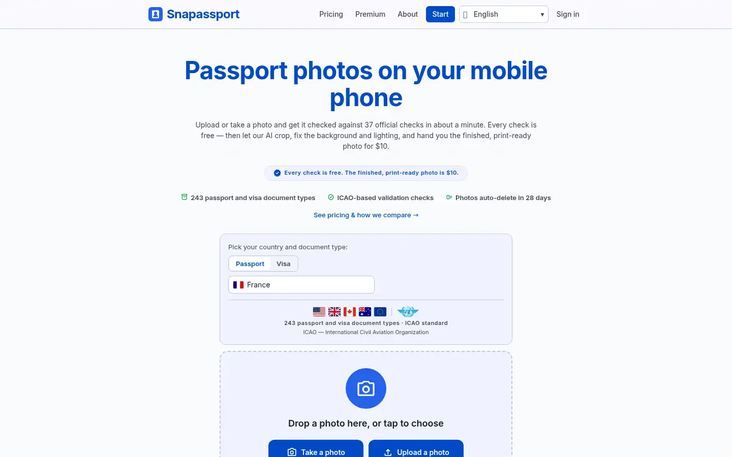 Screenshot of snapassport.com