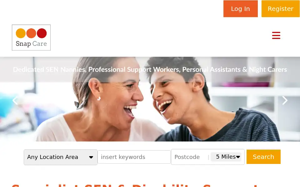 Screenshot of snapcare.co.uk