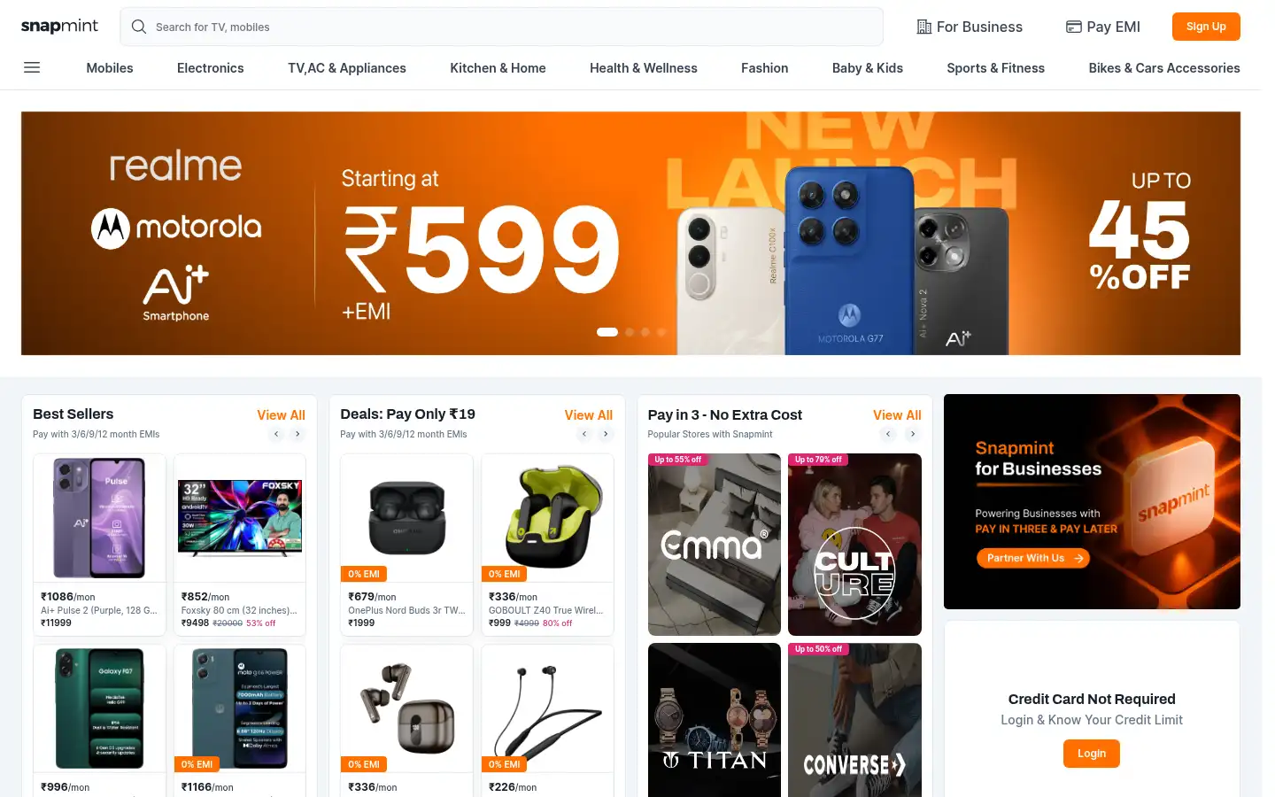 Screenshot of snapmint.com