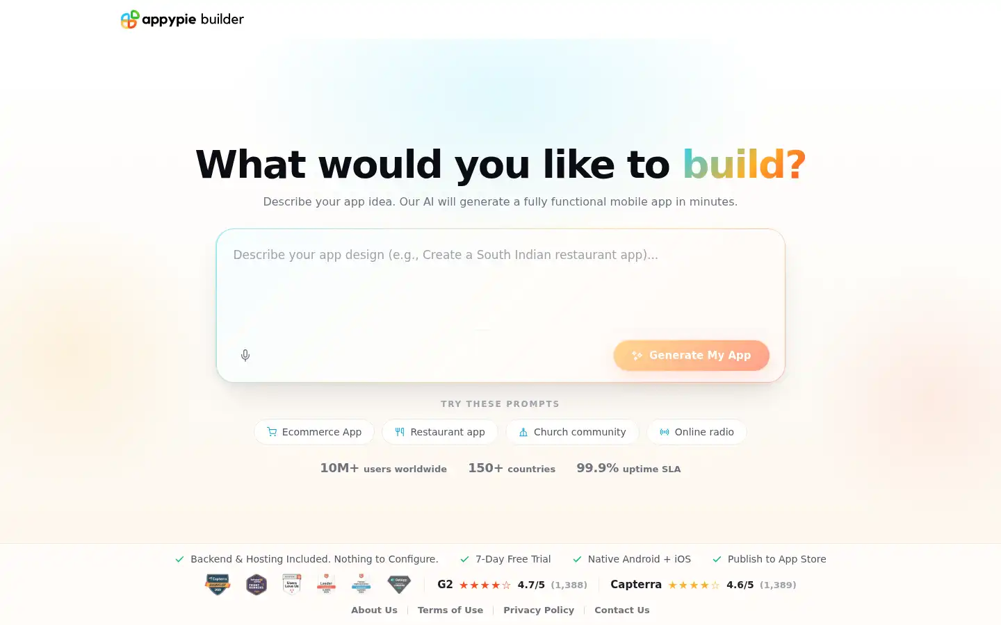 Screenshot of snappy.appypie.com