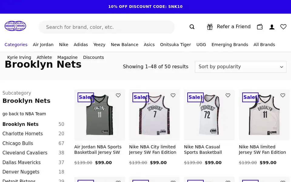 Screenshot of sneakerbrand.com