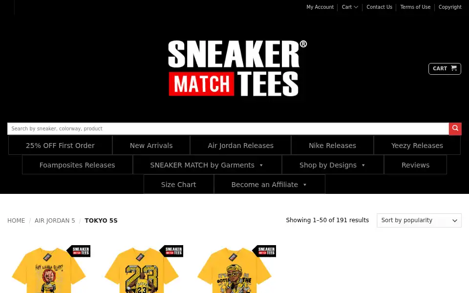 Screenshot of sneakermatchtees.com