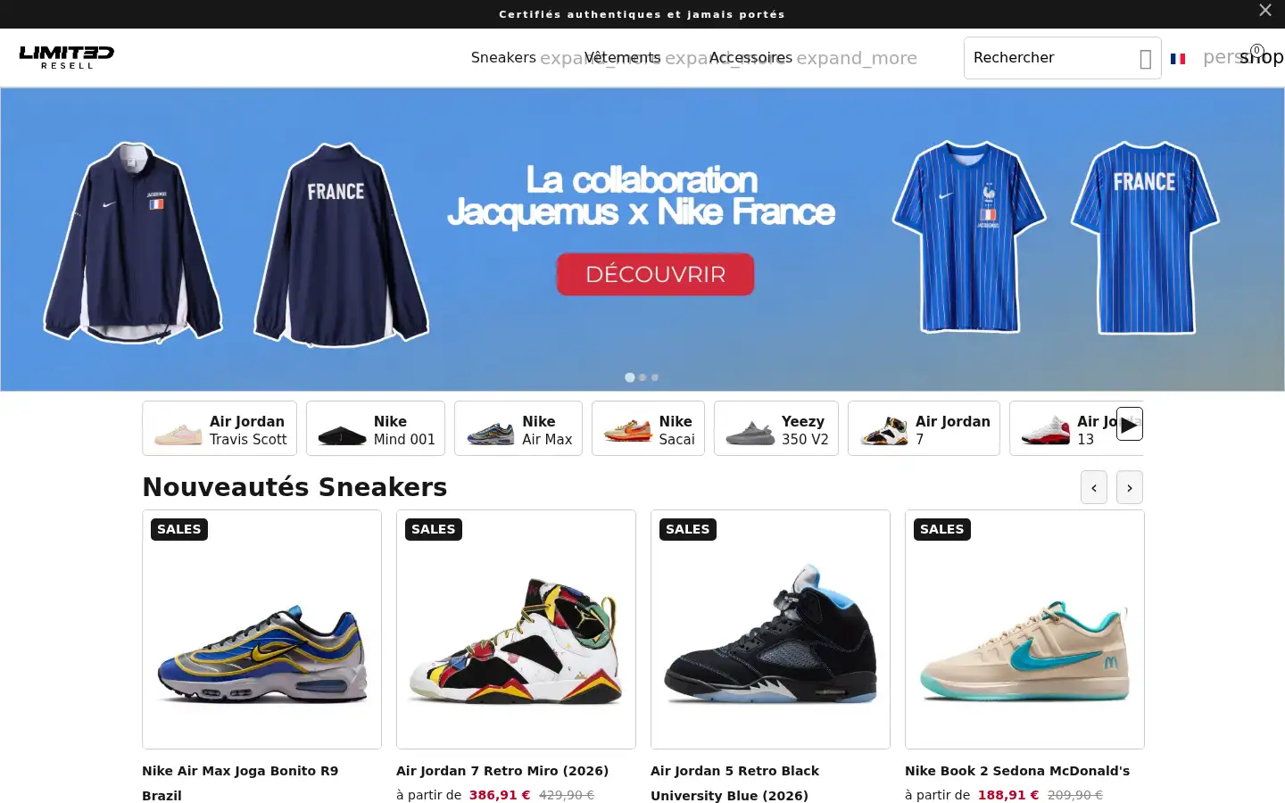 Screenshot of sneakersfromfrance.com