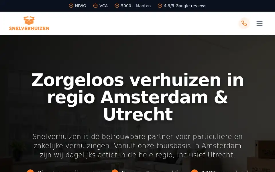 Screenshot of snelverhuizen.nl