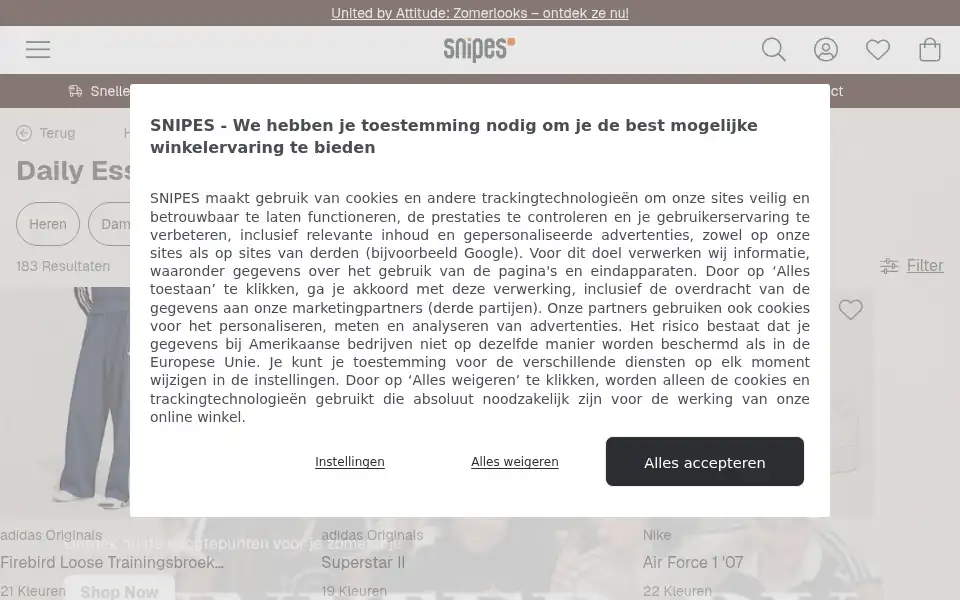 Screenshot of snipes.nl
